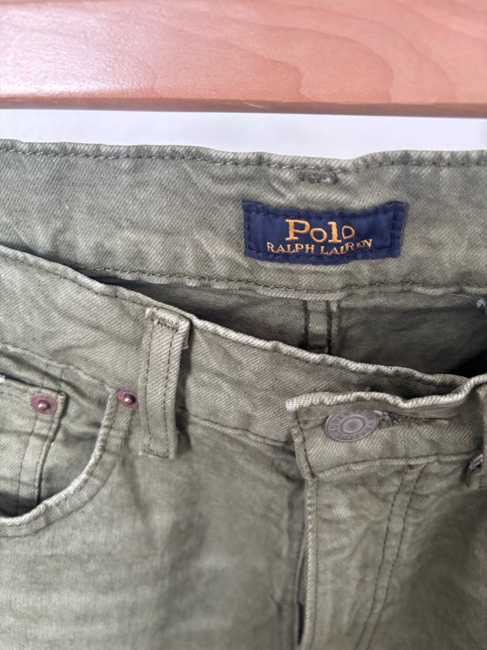 Polo Ralph Lauren Distressed Olive Green Jeans - Picture 3 of 5